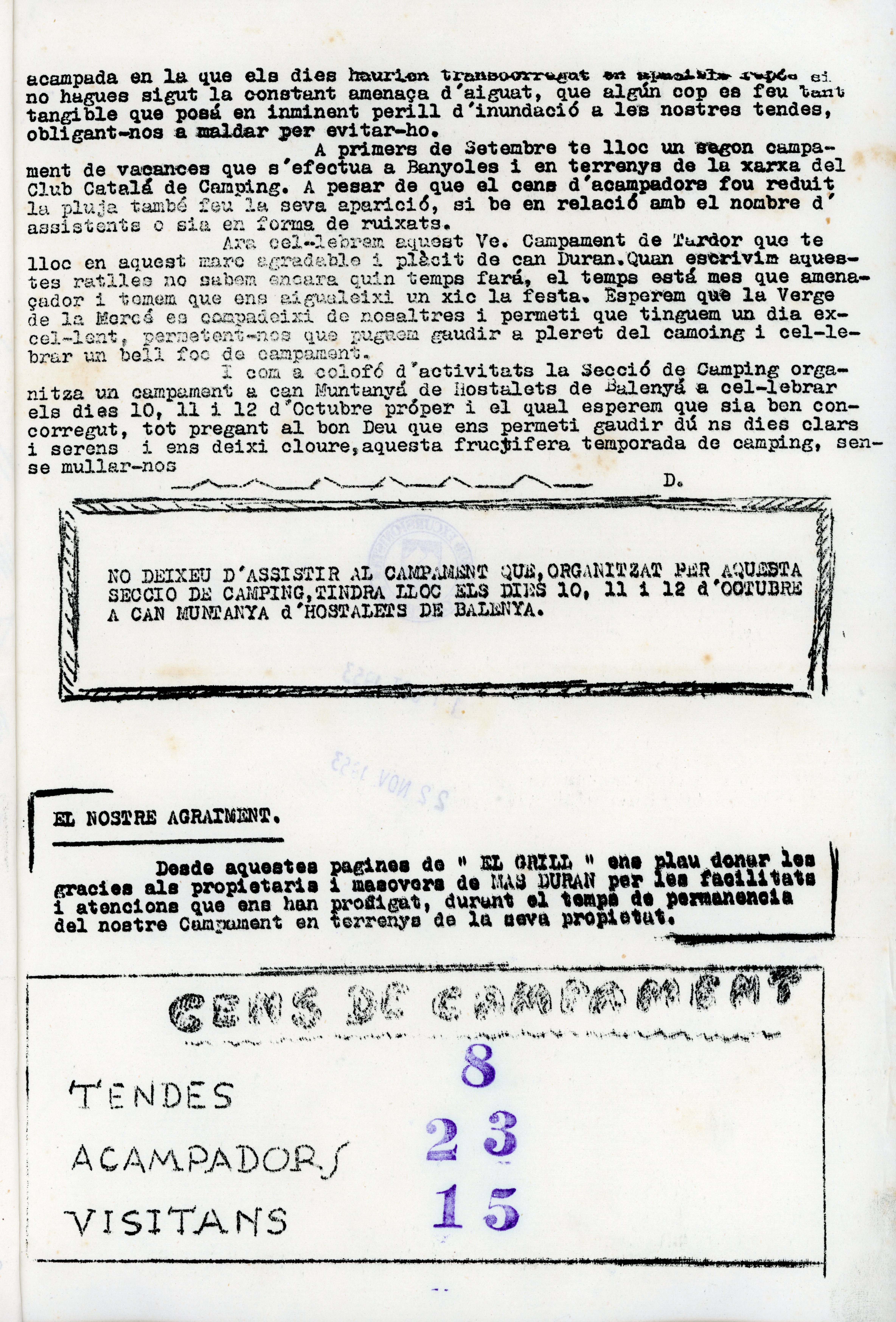 "El Grill" Diari de Campament : Vè Campament de Tardor : Sant Quirze de Terrassa - Miniatura 2